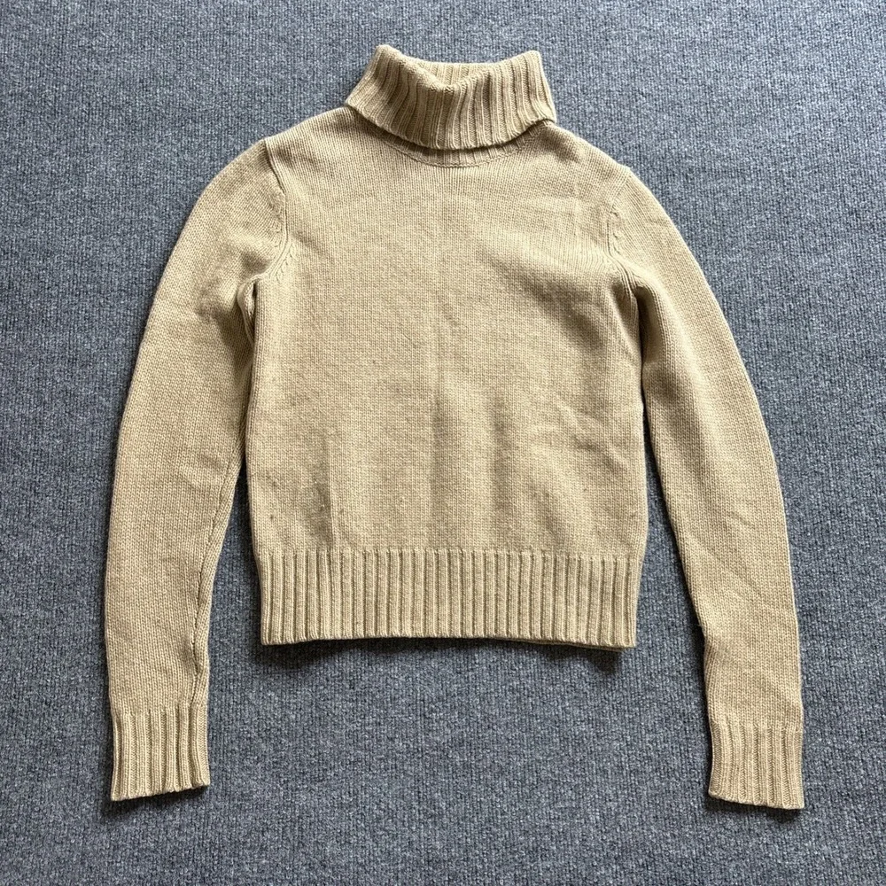 Ralph Lauren Wool Cashmere Sweater Women's Size Medium Beige Knit Quiet Luxury